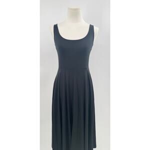 Quince Black Fit & Flare Sleeveless Midi Dress Tank Jersey Stretch Dress S NWT